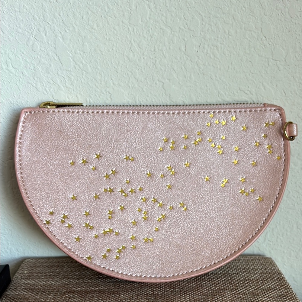 Anthropologie Pink Pouch with Gold Stars